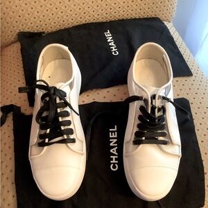 Chanel White Leather with Transparent Trim Sneakers EU 39